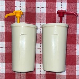 Vintage Set of Tupperware Mustard & Ketchup Pumps 640-8